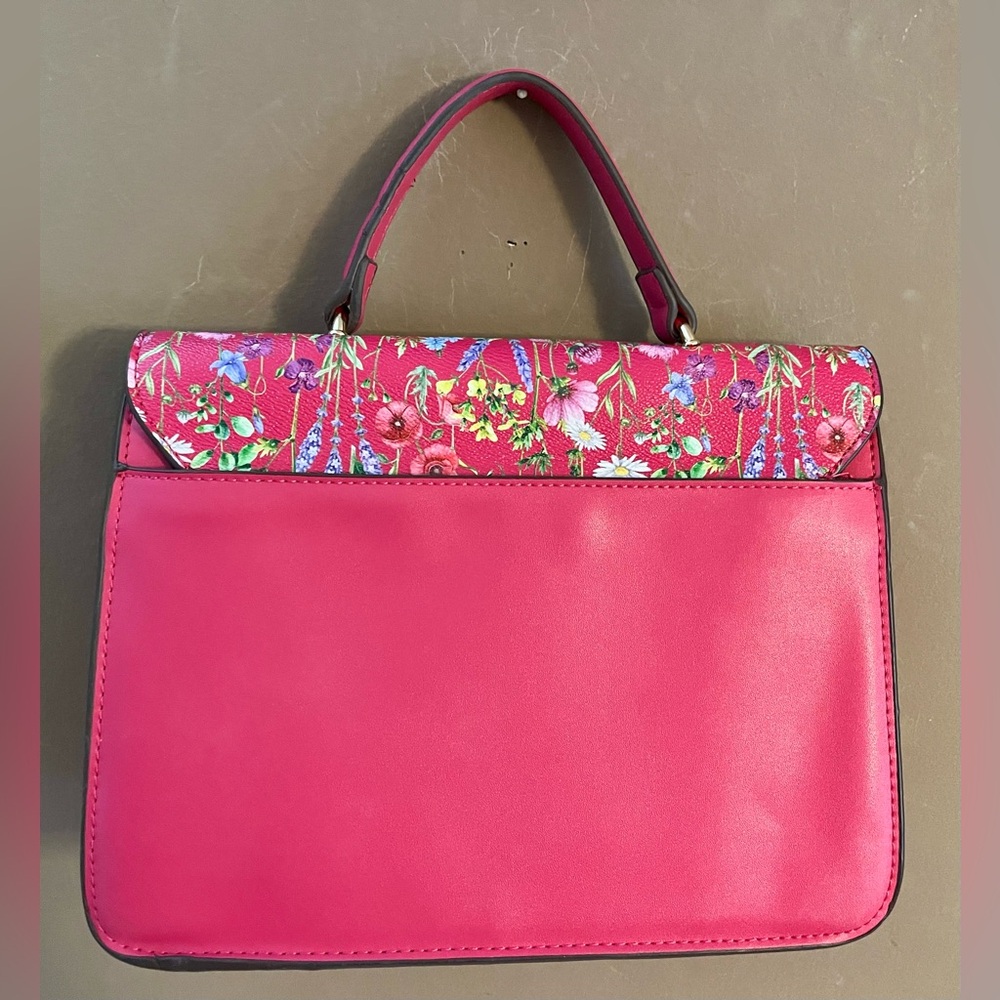 HP x 2 IMAN Pink Satchel Bag with Floral Elegance and Side Hardware Crossbody - Picture 13 of 13